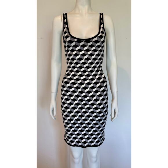 S/S 1997 Herve Leger Black & White Geometric Runway Dress - Picture 1 of 10